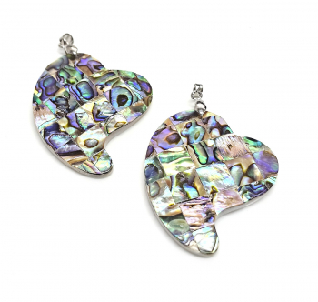 Abalone / Perlmutt Anh�nger Herz an �se ca. 60 x 38 mm - Einzelset