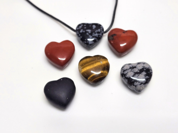 6er Set Anh�nger Herz klein gebohrt - verschiedene Steinsorten ca. 20x20 mm / 3 mm Bohrung - Einzelset