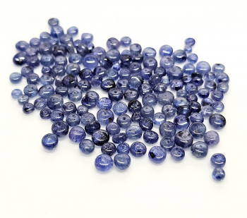 140 Saphir Perlen Button ca. 0,7 mm gebohrt ca. 3-5 mm