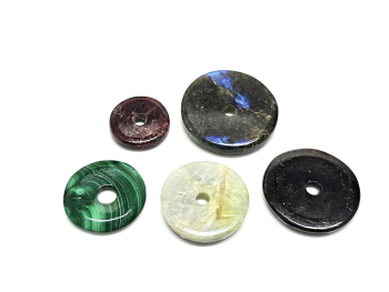 5er Set Donut gemischt - Rubin Aquamarin Malachit Granat Labradorit - 23-39 mm