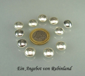 Linsen 11,0 mm aus 925 Silber mit kleinem Loch im 3er Pack