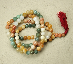 Mala aus Jade / Jaspis Mix 108 Perlen ca. 12-14 mm ca. 120 - 130 cm