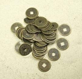 100 Gramm / ca. 85 chinesische Glücksmünzen aus Metall (23 mm)