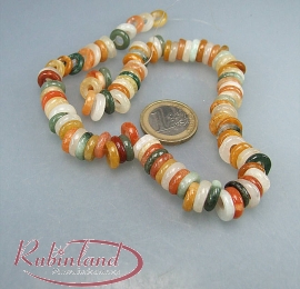 100 kleine Ringe aus buntem Jaspis mit Jade - Zwischenperlen / Einzelset