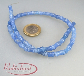 Achat blau gef. Bone mit Button - Strang 5-6 mm / 40 cm