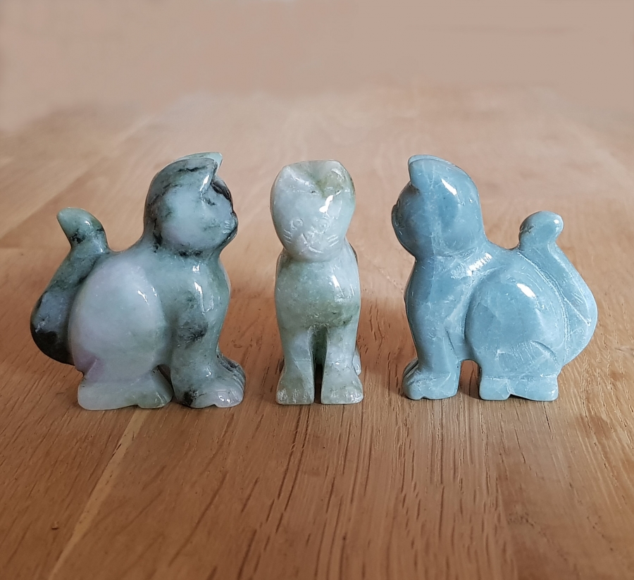 Katze aus Jadeit ( Jade ) ca. 47 x 40 x 16 mm