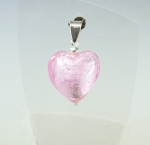 Glas Herz - Anhnger pink an 925 Silber ca. 34 x 20 mm