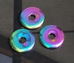 3er Set 40 mm Hematit Donut Anhänger Regenbogen (bedampft)