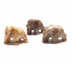 3er Set mini Elefant aus versteinertem Holz ca. 27 x 20 mm