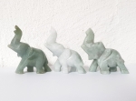 3er Set Glücks - Elefant aus Jade ( Jadeit ) mit hochstehendem Rüssel ca. 39 x 42 mm