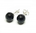 2 Paar schwarzer Achat Ohrstecker facettiert ca. 8 mm auf 925 Silber - Einzelset