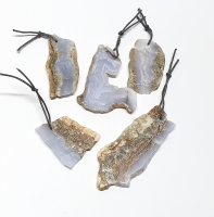 3er Set Chalcedon Anh�nger ca. 30 - 65 mm / ca. 1,5-2�mm Bohrung / Einzelset