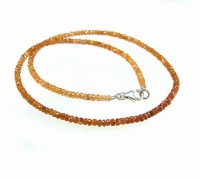 Mandaringranat Halskette facettiert ca.3-4 mm / 925 Silberkarabiner