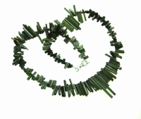 grüner Turmalin Kristallkette ca. 5-27 mm / ca. 45 cm mit 925 Silberkarabiner - Sonderposten