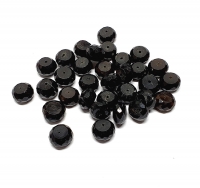 32 x schwarzer Spinell Perlen facettiert und gebohrt ca. 10x6 mm / 1 mm Bohrung