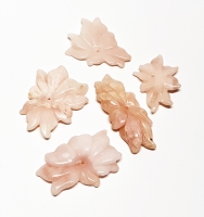 2er Set Blumen Gravur aus Pink Opal für Halsketten ca. 1 mm Bohrung