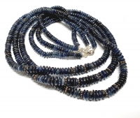 Saphir Halskette dunkelblau ca. 5-7 mm / 55 cm mit Silberkarabiner