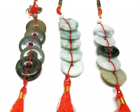 Feng Shui Glcksbringer mit 5 Jade Glcksmnzen ca. 30 mm / ca. 30 cm