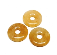 3er Set 30 mm gelber Jaspis Donut - Anhänger