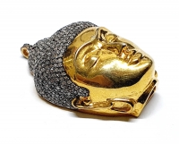 Buddha Anhnger klein aus 925 Silber vergoldet mit 1,1 ct. Diamanten besetzt ca. 26x15 mm
