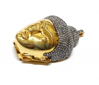 Buddha Anhnger gro aus 925 Silber vergoldet mit 3,9 ct. Diamanten besetzt ca. 45x26 mm