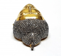 Buddha Anhnger gro aus 925 Silber vergoldet mit 3,9 ct. Diamanten besetzt ca. 45x26 mm