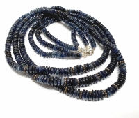 Saphir Halskette dunkelblau ca. 5-7 mm / 47 cm mit Silberkarabiner