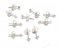 5 Paar Ohrstecker aus 925er Silber mit 4 mm Kugelschale zur Herstellung von Ohrsteckern