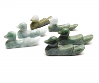 2er Set Ente für Essstäbchen aus Jade ( Jadeit ) ca. 65 x 33 mm