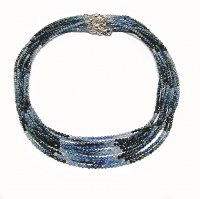 Saphir multicolor Halskette Button facettiert  ca. 2,5 mm / ca. 45 cm mit 925 Silberkarabiner
