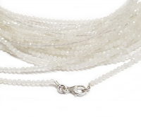 weißer Mondstein Halskette Kugel facettiert ca. 2 mm / ca. 45 cm mit 925er Silberkarabiner