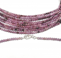 pink Saphir Halskette Kugel facettiert ca. 3 mm / ca. 45 cm mit 925er Silberkarabiner