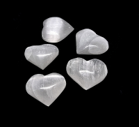 5er Set Herzhandschmeichler aus Selenit klein ca. 40 - 50 mm