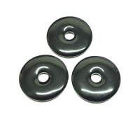 3er Set 30 mm schwarzer Obsidian Donut Anhänger