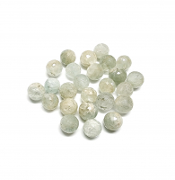 10 gebohrte natürliche Aquamarin Perlen rund facettiert ca. 11 bis 16 mm 