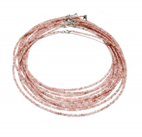 Pink Opal Halskette Kugel facettiert ca. 2,5 mm/ ca. 45 cm mit Silberkarabiner