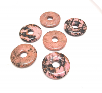 3er Set 30 mm Rhodonit Donut Anhänger