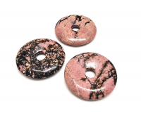 3er Set 40 mm Rhodonit Donut Anhänger