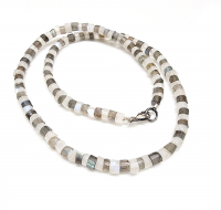 Labradorit / weißer Labradorit Halskette Scheibe facettiert ca.5-6 mm / ca. 45 cm mit 925 Silberkarabiner