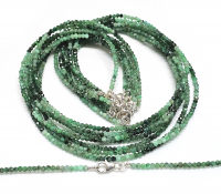 Smaragd Halskette Kugel facettiert ca. 3 mm / ca. 45 cm mit 925 Silberkarabiner 
