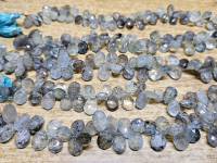 Aquamarin moos�facettierter Tropfenstrang�ca. 7 x 13�mm / ca. 19-20 cm