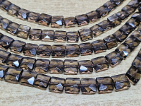 Rauchquarz Kettenstrang Rechteck facettiert ca. 12 x 12 mm / ca. 40 cm