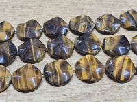Tigerauge Kettenstrang Scheibe gewellt ca. 25 mm / ca. 40 cm