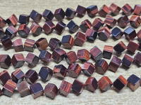 Tigerauge rot Kettenstrang W�rfel diagonal gebohrt ca. 8 mm / ca. 40 cm