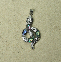 2er Set Abalone Schlange Anh�nger an �se ca. 50 x 23 mm - Einzelset