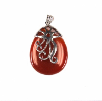 Carneol�Anh�nger�Tropfen gefasst ca. 50 x 30 mm - Einzelst�ck