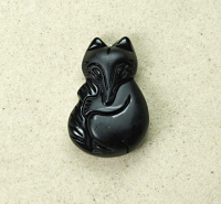 Obsidian Anubis / Fuchs Anh�nger ca. 38 x 25 mm - Einzelst�ck
