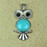 2er Set gro�e Eule Anh�nger T�rkis rec.�ca. 57x28 mm - Einzelset