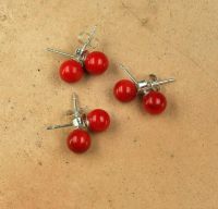 3er Set Koralle�Ohrstecker farblich behandelt ca. 6 mm in�925 Silber - Einzelset