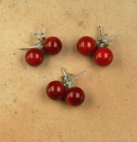 3er Set Koralle Ohrstecker farblich behandelt ca. 8 mm in 925 Silber